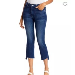 Mother Insider High Rise Crop Step Fray Bootcut Jeans in Tongue and Chic